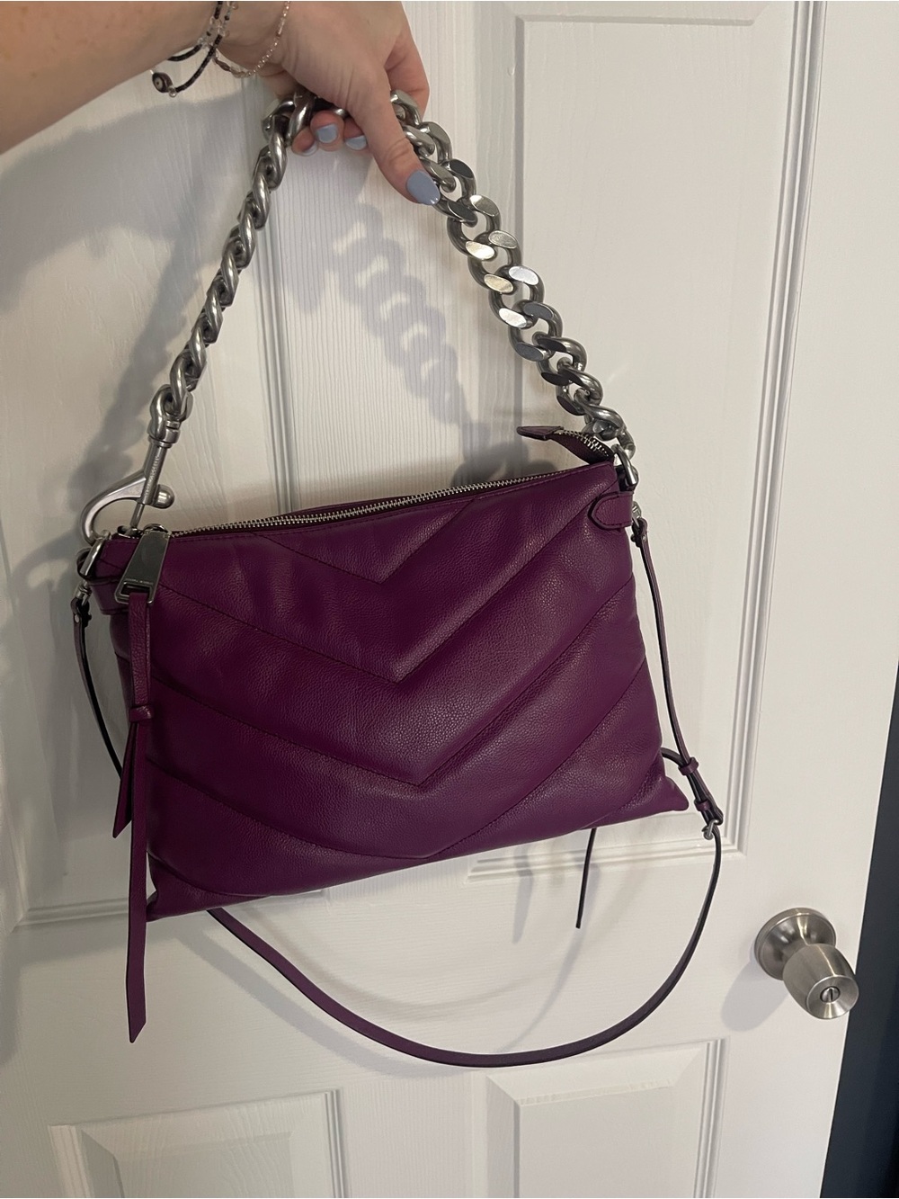 Rebecca Minkoff Edie Maxi Purple Quilted Leather Shoulder Bag